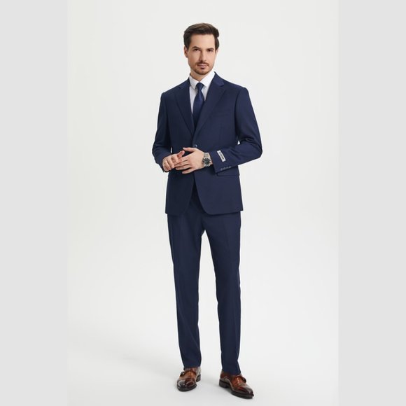 Stacy Adams Solid 3pc Men's Suit, Navy - Picture 6 of 6
